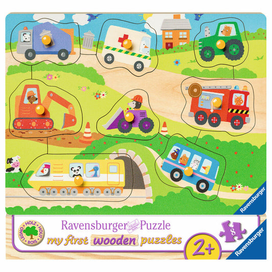 Ravensburger Puzzle Favorite Vehicles, My First Wooden Puzzles, Children's Puzzle, Laying Game, Children's Game, Puzzle Game, 8 Pieces, 03684 4