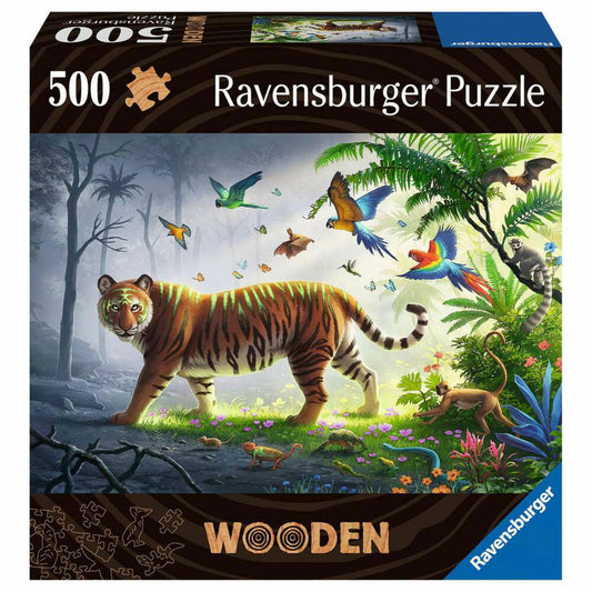 Ravensburger Wooden Puzzles Tiger im Dschungel, Puzzle, Holzpuzzle, Kinder, 500 Teile, 17514