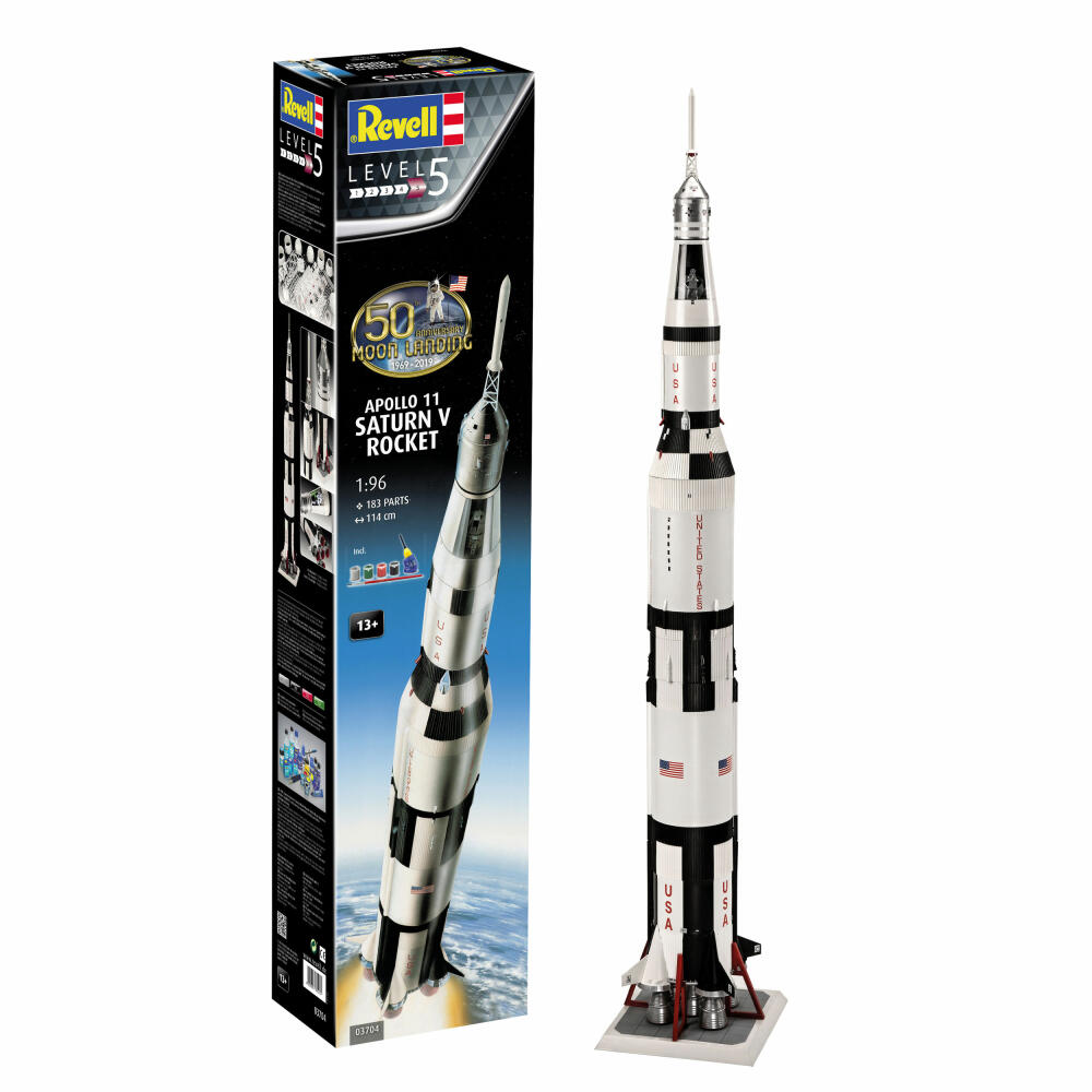 Revell Modellbausatz Geschenkset Apollo 11 Saturn V Rocket, Rakete, 183 Teile, 03704