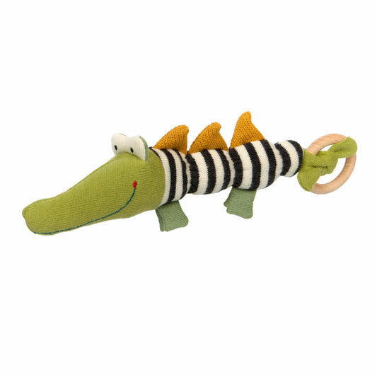 sigikid Strick-Greifling Krokodil, Greifspielzeug, Rassel, Babygreifling, Spielzeug, 39212
