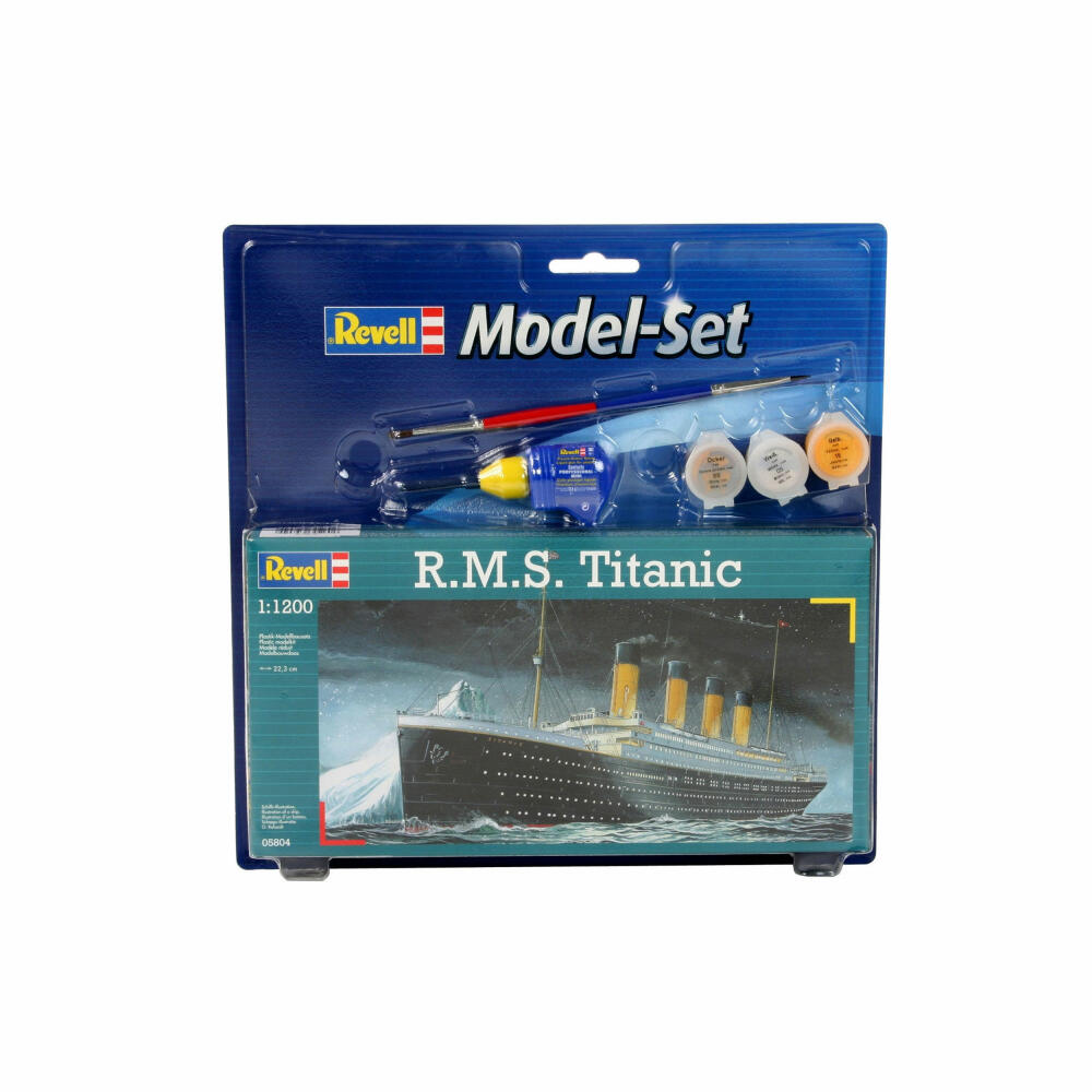 Revell Model Set RMS Titanic, ship, model kit with paints and glue, 40 parts, from 10 years, 65804