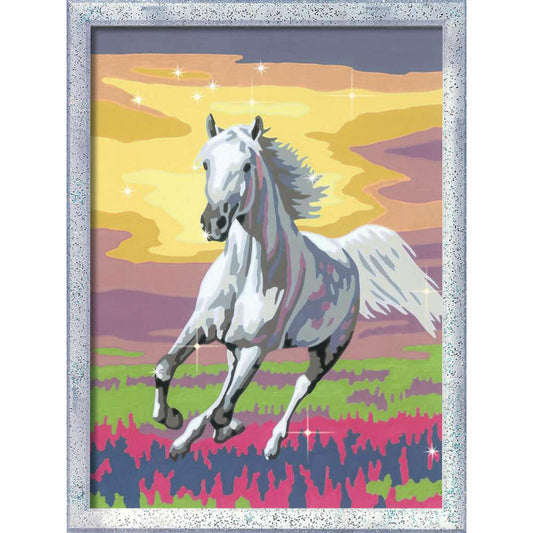 Ravensburger Paint by Numbers Galloping White Horse, Painting Set, Coloring Page, Painting, 23768