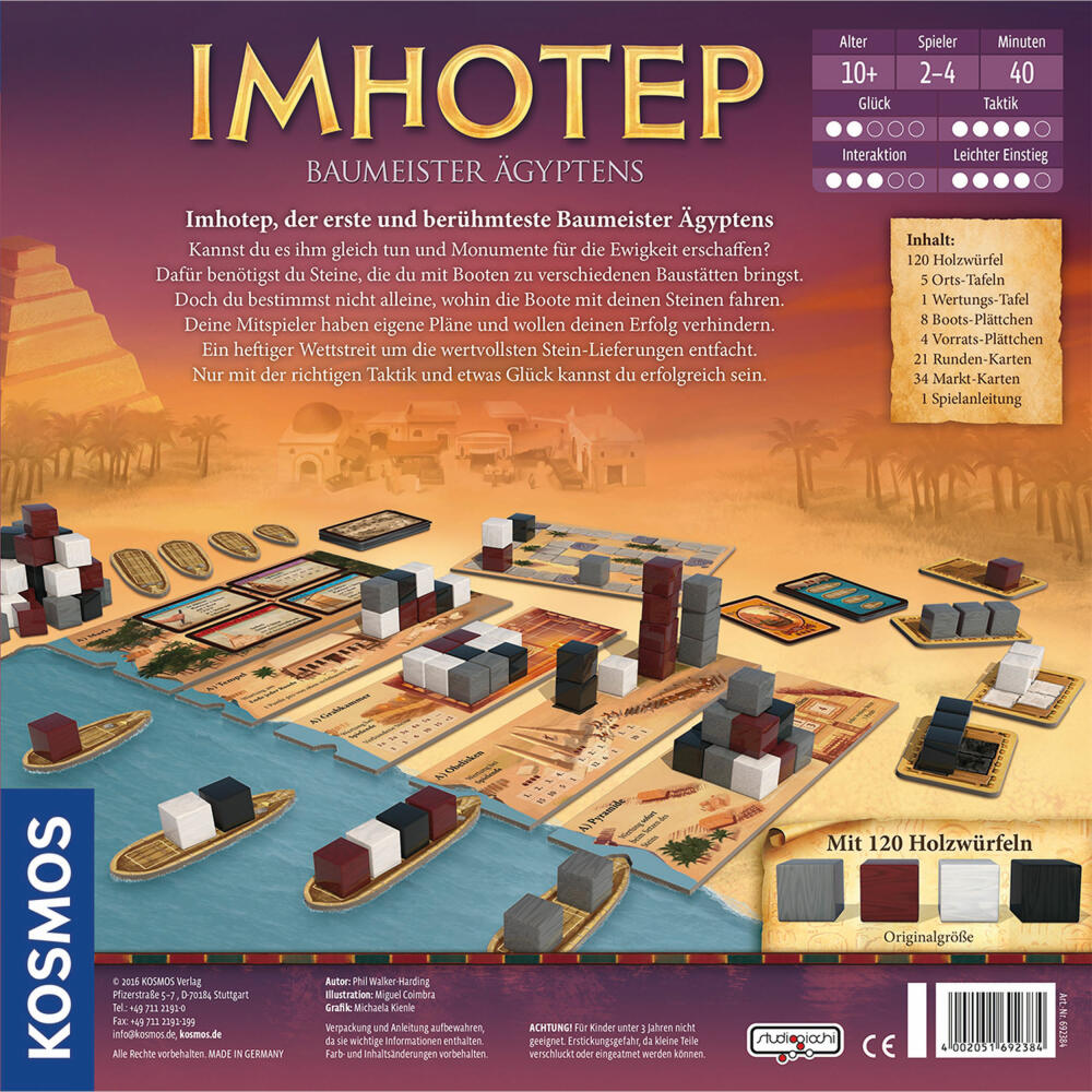 KOSMOS Family Games Imhotep, Strategy Game, Construction Projects, Game, Ages 10 and Up, 692384