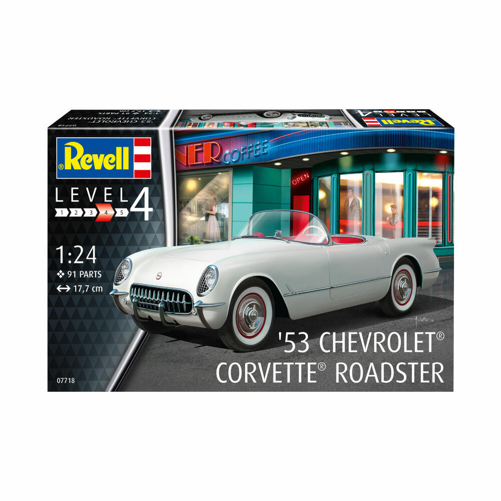 Revell Modellbausatz 1953 Corvette Roadster, Sportwagen, Auto, 91 Teile, 07718