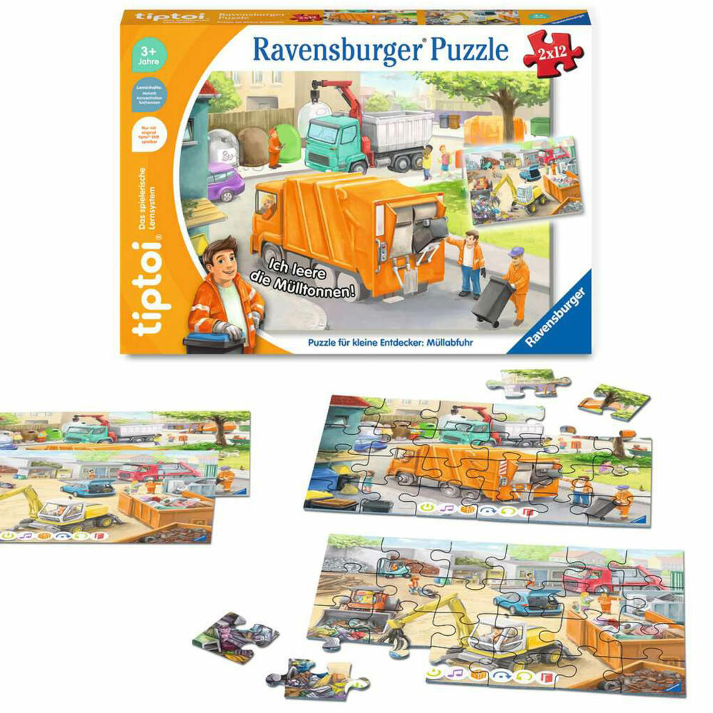 Ravensburger tiptoi puzzle for little explorers: garbage collection, children's puzzle, children's game, educational game, 00172