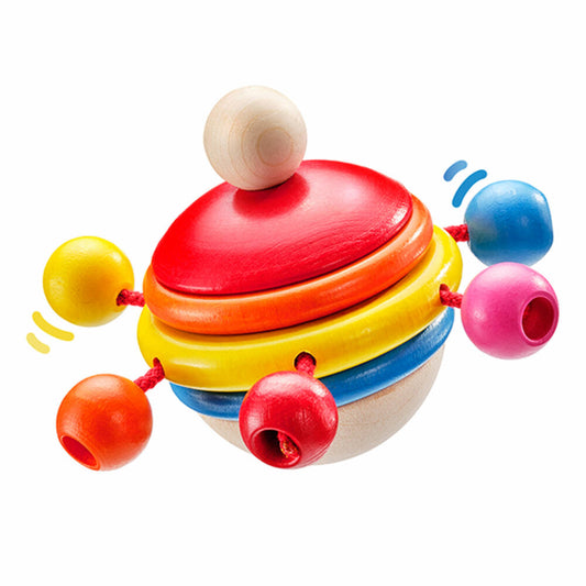 Selecta Rotondo, spinning grasping toy, baby toy, grasping toy, wooden toy, solid wood, colorful, 7.5 cm, 61068