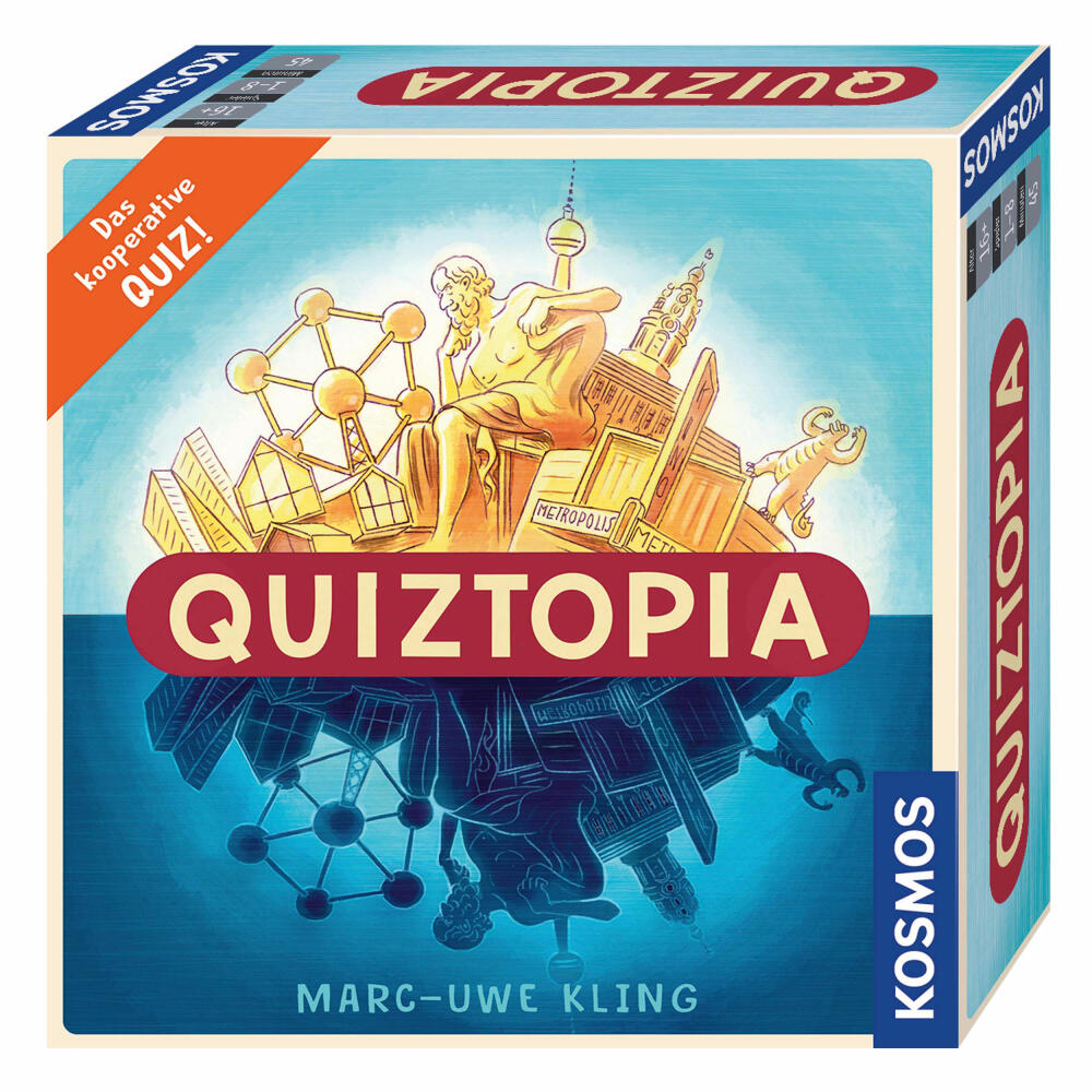 KOSMOS Family Games Quiztopia, Cooperative Quiz, Puzzle Game, Board Game, Joint Game, Ages 16+, 694296