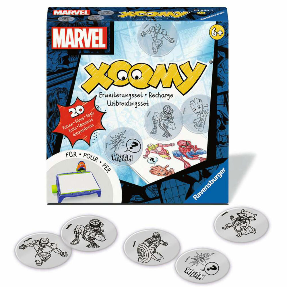Ravensburger Xoomy Refill Marvel, expansion set, painting set, painting template, 20 motif foils, superheroes, 23698