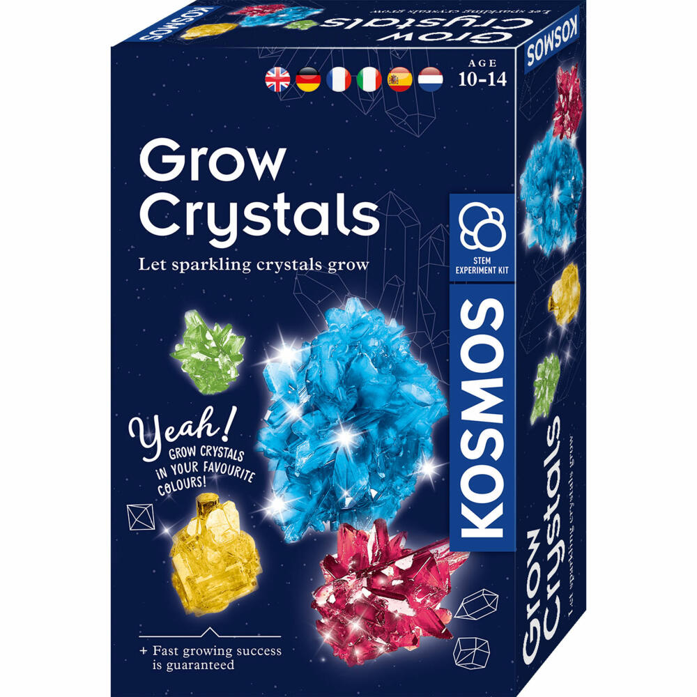 KOSMOS Kristall-Zucht / Grow Crystals, Experimentierkasten, Kinder, Mehrsprachig, 616755