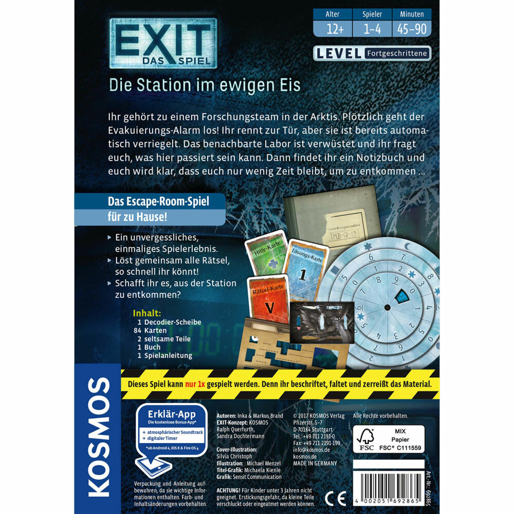 KOSMOS Exit - The Game - The Station in the Eternal Ice, Escape Game, Game, Level Advanced, from 12 years, 692865