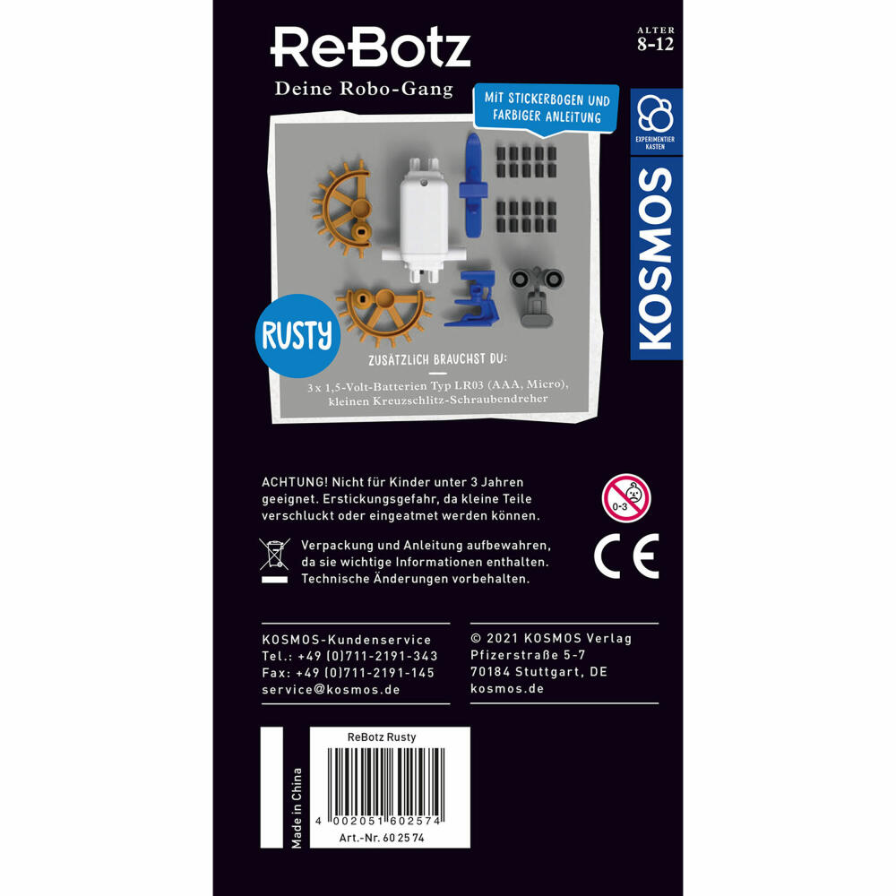 KOSMOS ReBotz - Rusty der Crawling-Bot, Roboter, Experimentierkasten, Bots, Spielzeug, 602574