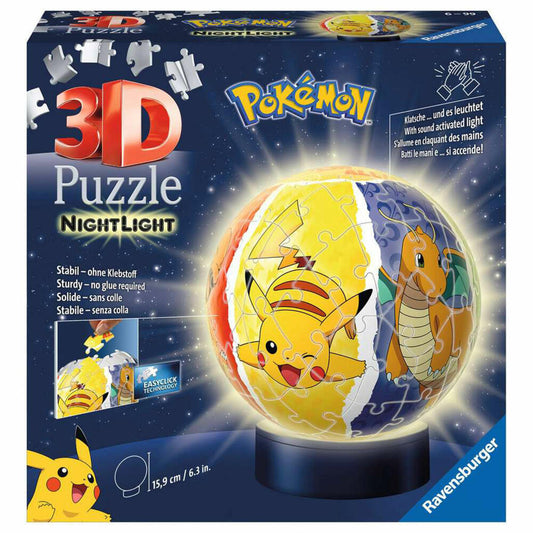 Ravensburger 3D-Puzzle Nachtlicht - Pokémon, 3D Puzzle, Puzzleball, Kinderpuzzle, 72 Teile, 11547