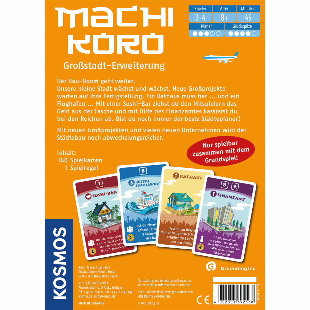 KOSMOS Family Games Machi Koro - Big City Expansion, Expansion to the Basic Game, Card Game, City Building, Game, Ages 8 and Up, 692568