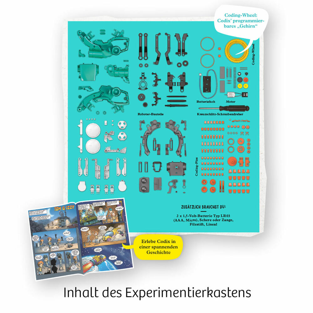 KOSMOS Codix - Dein Mechanischer Coding Roboter, Coding Roboter, Programmierspiel, Programmieren Lernen, Spiel, ab 8 Jahren, 620646