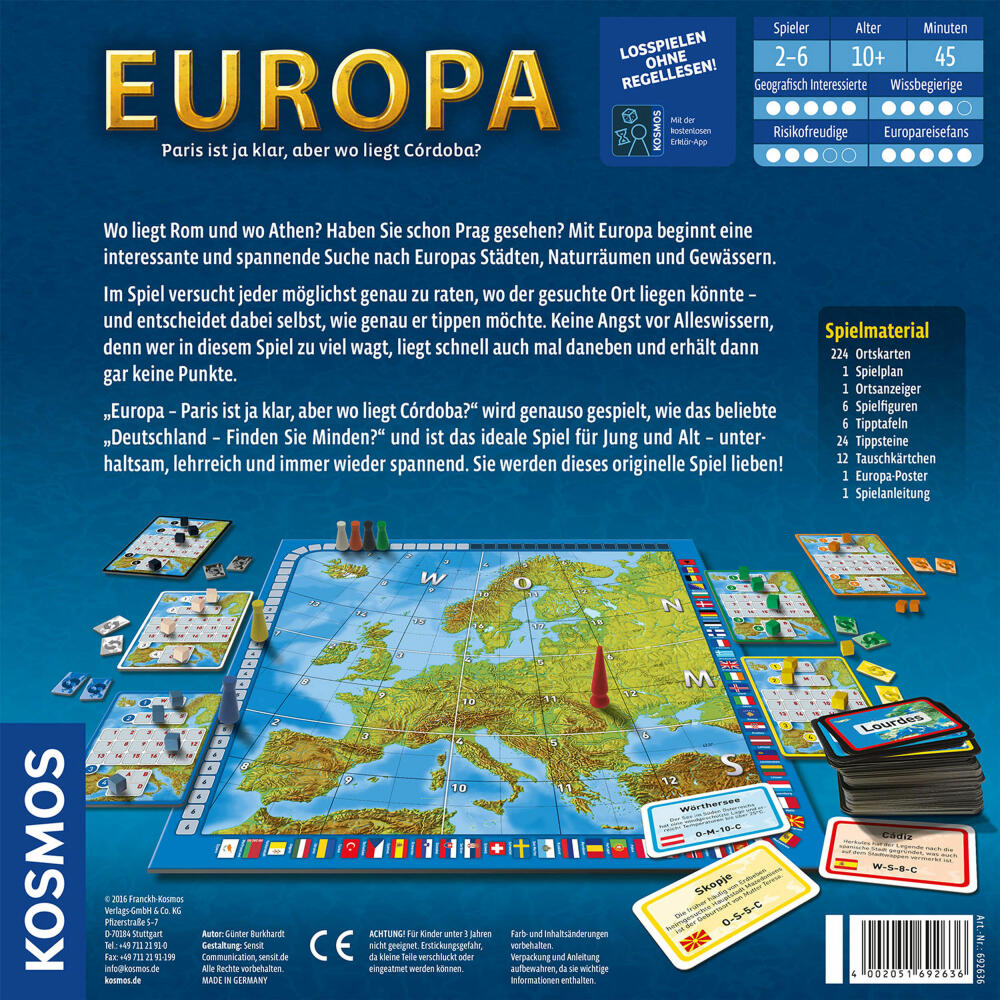 KOSMOS Family Games Europe, Knowledge Game, Geography Game, from 10 years, 692636