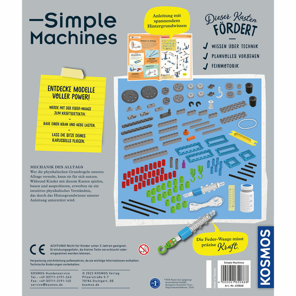 KOSMOS Simple Machines, Experimentierkasten, Physik, Technik Modelle, Modellbausatz, 620868