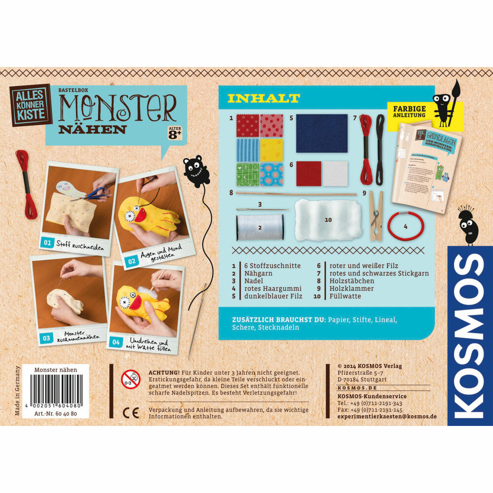 KOSMOS All-rounder box sewing monsters, craft box, sewing fun with monsters, from 8 years, 604080