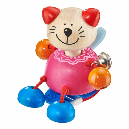 Selecta Babywelt Kitti Cat, Buggy Toy, Buggy Toy, Baby, with Velcro Fastener, Wood, 9 cm, 61065
