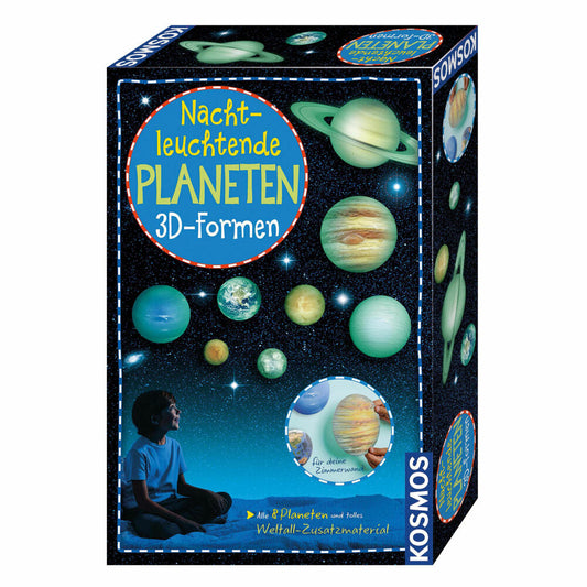 KOSMOS Nachtleuchtende Planeten Experimentierkasten, Wanddeko-Set, Aufkleber Set, Planetenaufkleber, 678012