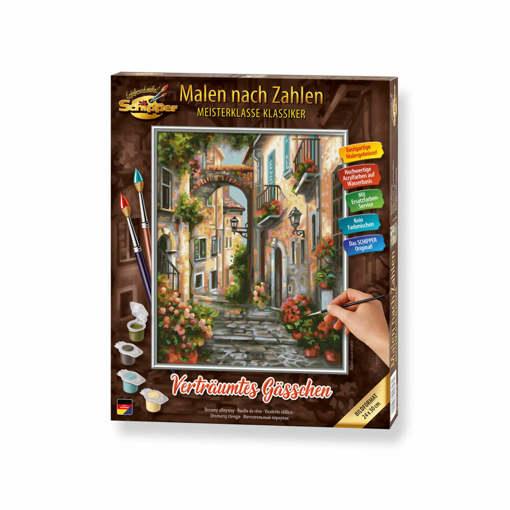 Schipper Painting by Numbers Dreamy Alley, Master Class Classic, Coloring Page, Wall Picture, 24 x 30 cm, 609240826