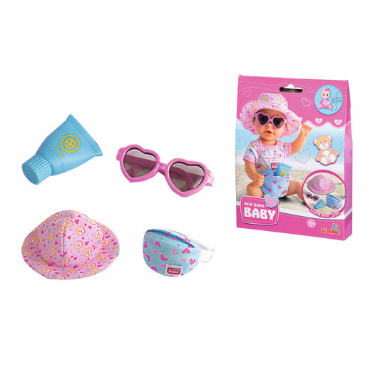 Simba New Born Baby Summer Set, 4 pcs., Summer Hat, Hat, Sunglasses, Bag, Accessories, Doll, for 38 - 43 cm Dolls, 105560005