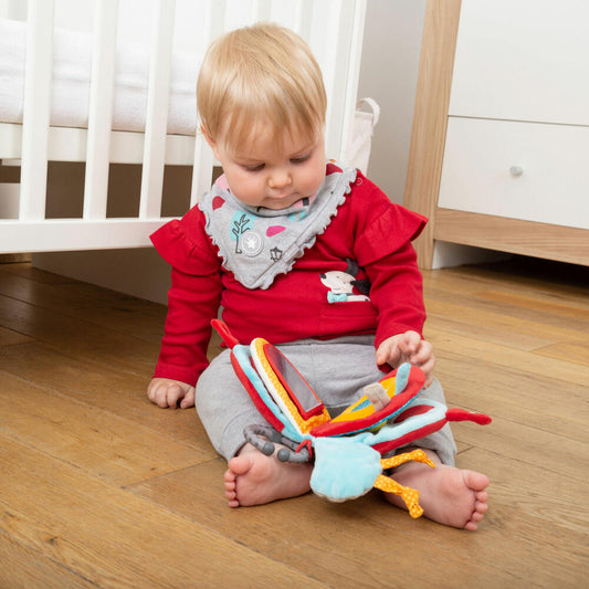 sigikid PlayQ Aktiv-Buch Marienkäfer, Stoffbuch, Spielbuch, Babyspielzeug, Baby Spielzeug, 42512