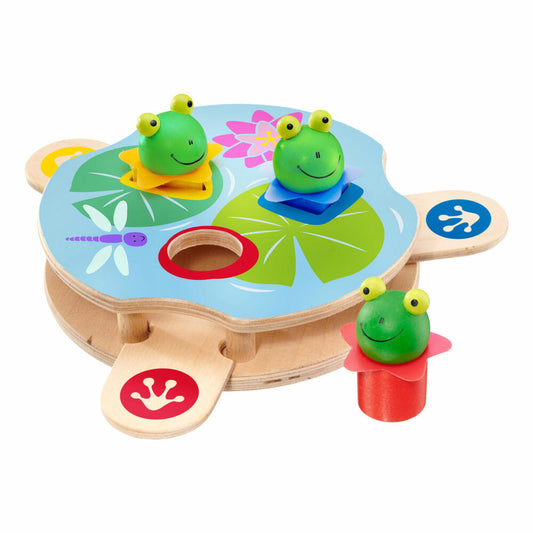Selecta Toddler World Saltino Frog Catapult, Sorting Game, Wooden Toy, 62072