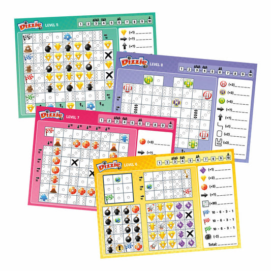 Schmidt Spiele Familienspiel Dizzle Level 5-8 Block, Spezialblock, Ersatzblock, Neue Level, 49370