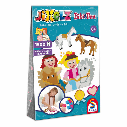 Schmidt Spiele Jixelz Bibi &amp; Tina, Mini-Puzzle, Children's Puzzle, 1500 pieces, 1 large or 4 small motifs, 46116