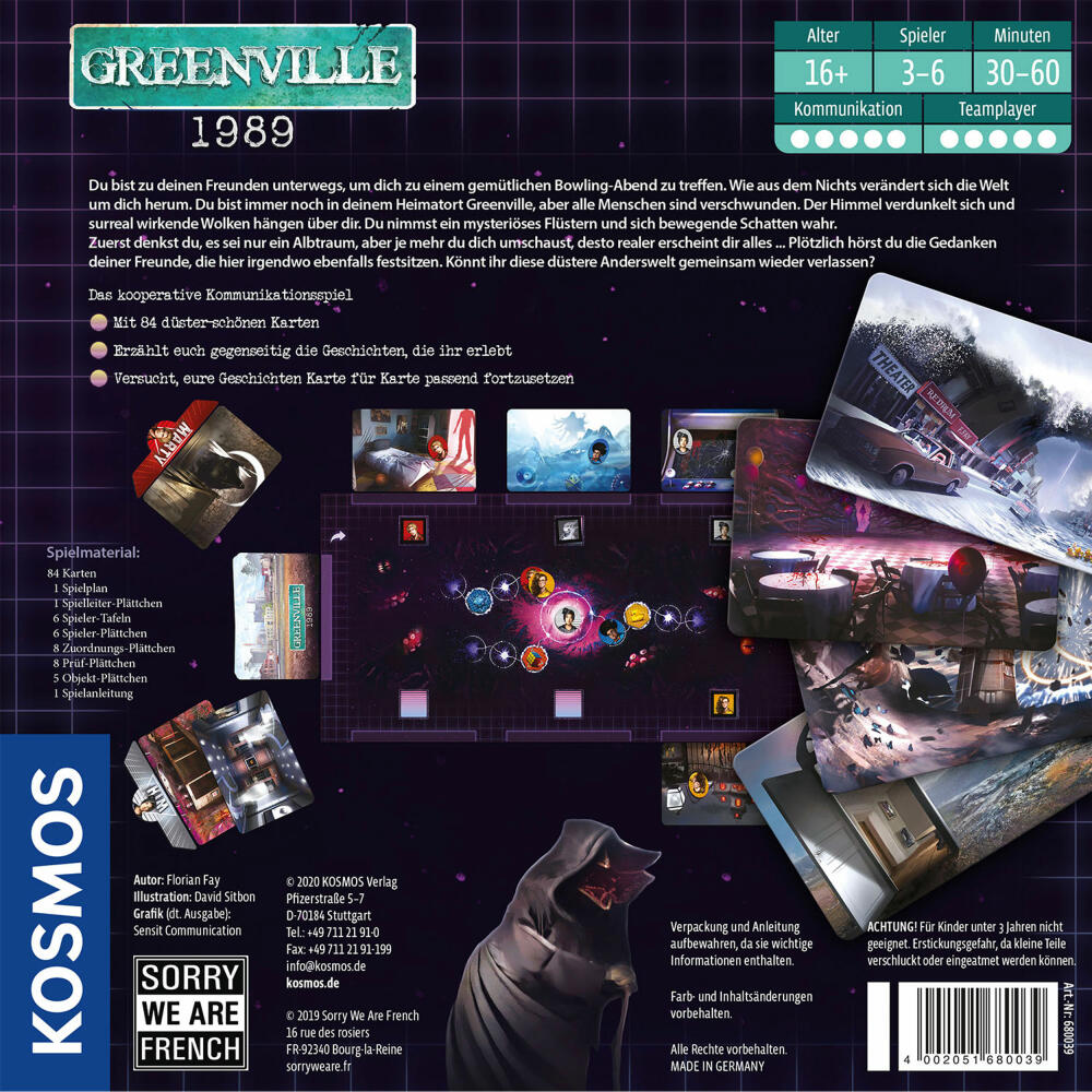 KOSMOS Greenville 1989, adult games, communication game, board game, mystery game, ages 16 and up, 680039