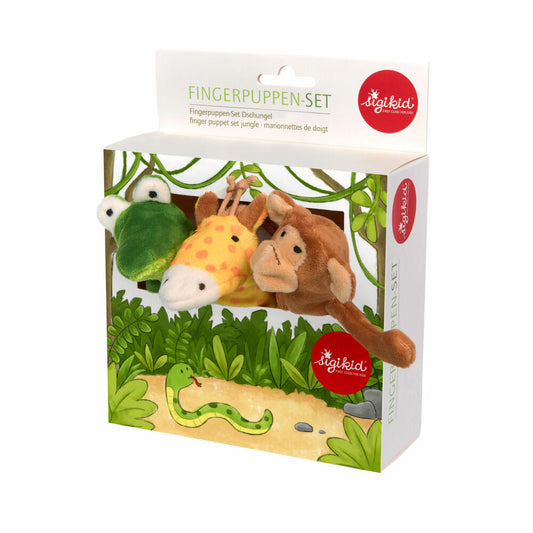 sigikid My Little Theatre Fingerpuppen-Set Dschungel, 3-tlg., Fingerpuppe, Spielpuppe, Finger Puppe, Tiere, Spielzeug, 42493
