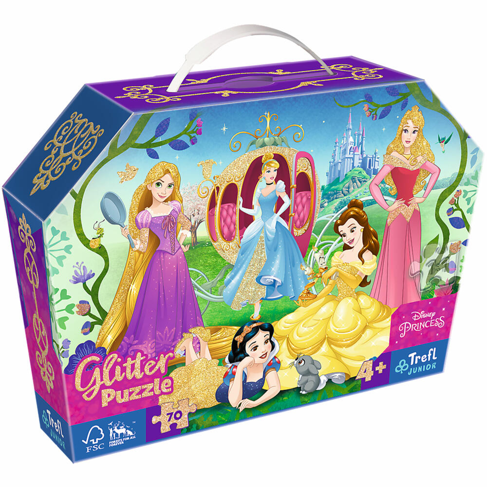 Trefl Junior Glitzer Puzzle Disney Princess, Glitter, 70 Teile, 41 x 27.5 cm, 53017
