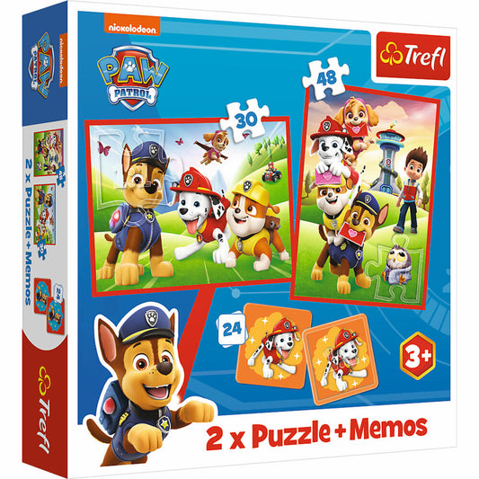 Trefl 2 in 1 Puzzles + Memo - PAW Patrol, 30 + 48 + 24 Teile, 27.5 x 20.5 cm, 93337