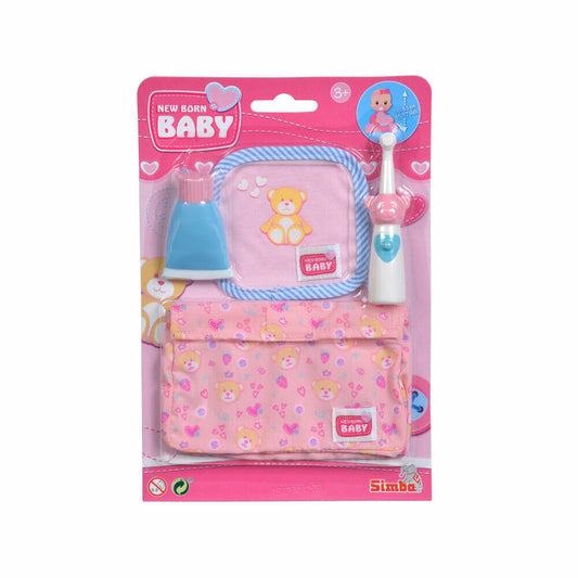 Simba New Born Baby Bath Accessories, 4 pcs., Toothbrush, Washcloth, Bag, Doll, for 38 - 43 cm Dolls, 105560055