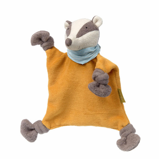 sigikid Green Collection Organic Schnuffeltuch Dachs Kasimir, Schmusetuch, Kuscheltuch, Kuscheltier, Schnuffel Tuch, Baby, Orange / Grau, 39173