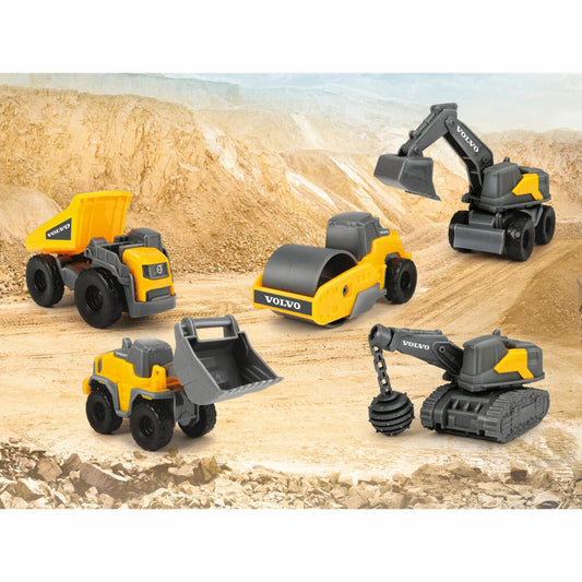 Dickie Toys Volvo Micro Workers, set of 5, construction site set, construction site, vehicles, excavator, wheel loader, roller, 203722008