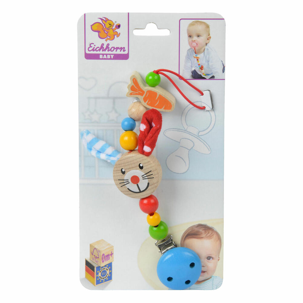 Eichhorn Baby Schnullerkette mit Clip, Schnullerband, Schnuller Halter, Kette, Anstecker, Hase, 100017000