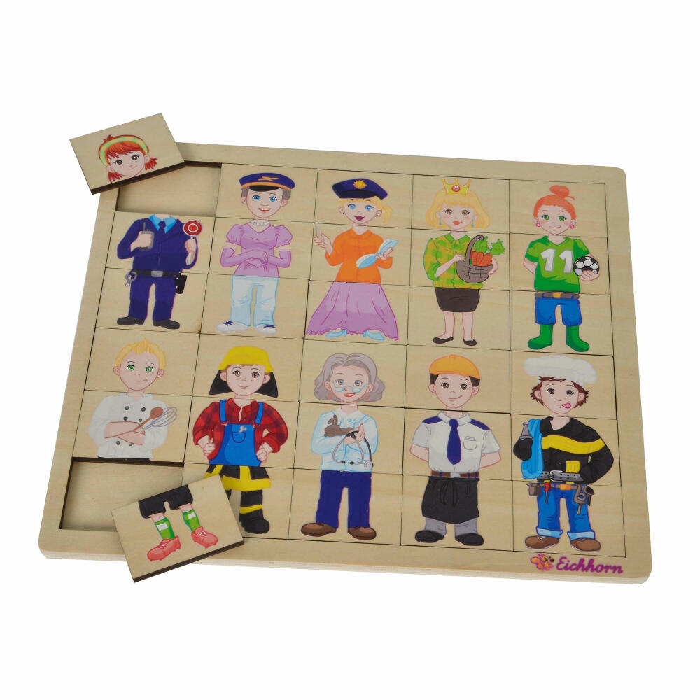 Eichhorn Einlegepuzzle, Mix und Match, Memo, Figurenpuzzle, Puzzle, Lernspiel, Berufe, 100005408