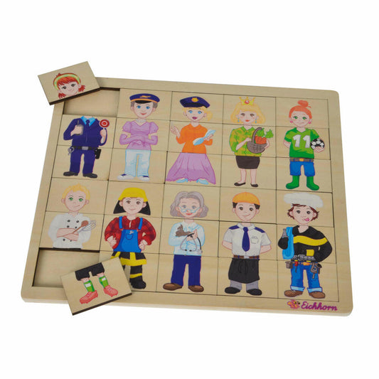 Eichhorn Einlegepuzzle, Mix und Match, Memo, Figurenpuzzle, Puzzle, Lernspiel, Berufe, 100005408