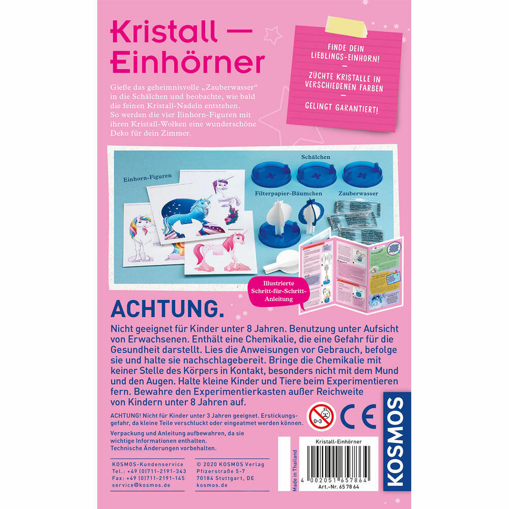 KOSMOS Kristall-Einhörner, Experimentierkasten, Experimentier Kasten, Kristallzucht, ab 8 Jahren, 657864