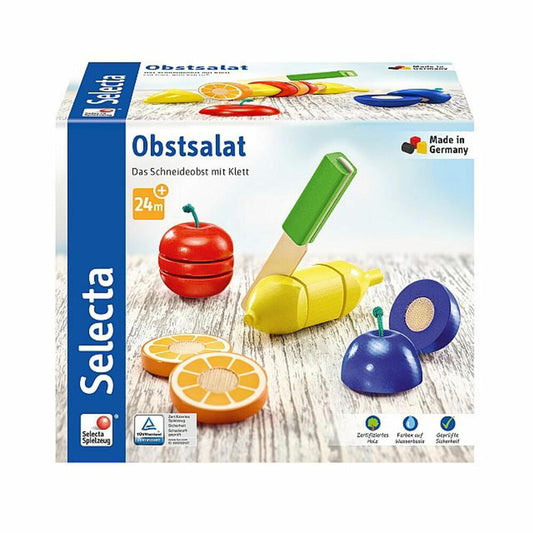 Selecta toy fruit salad, 11 pcs., for children's kitchen, food, fruit cutting, wood, 62070