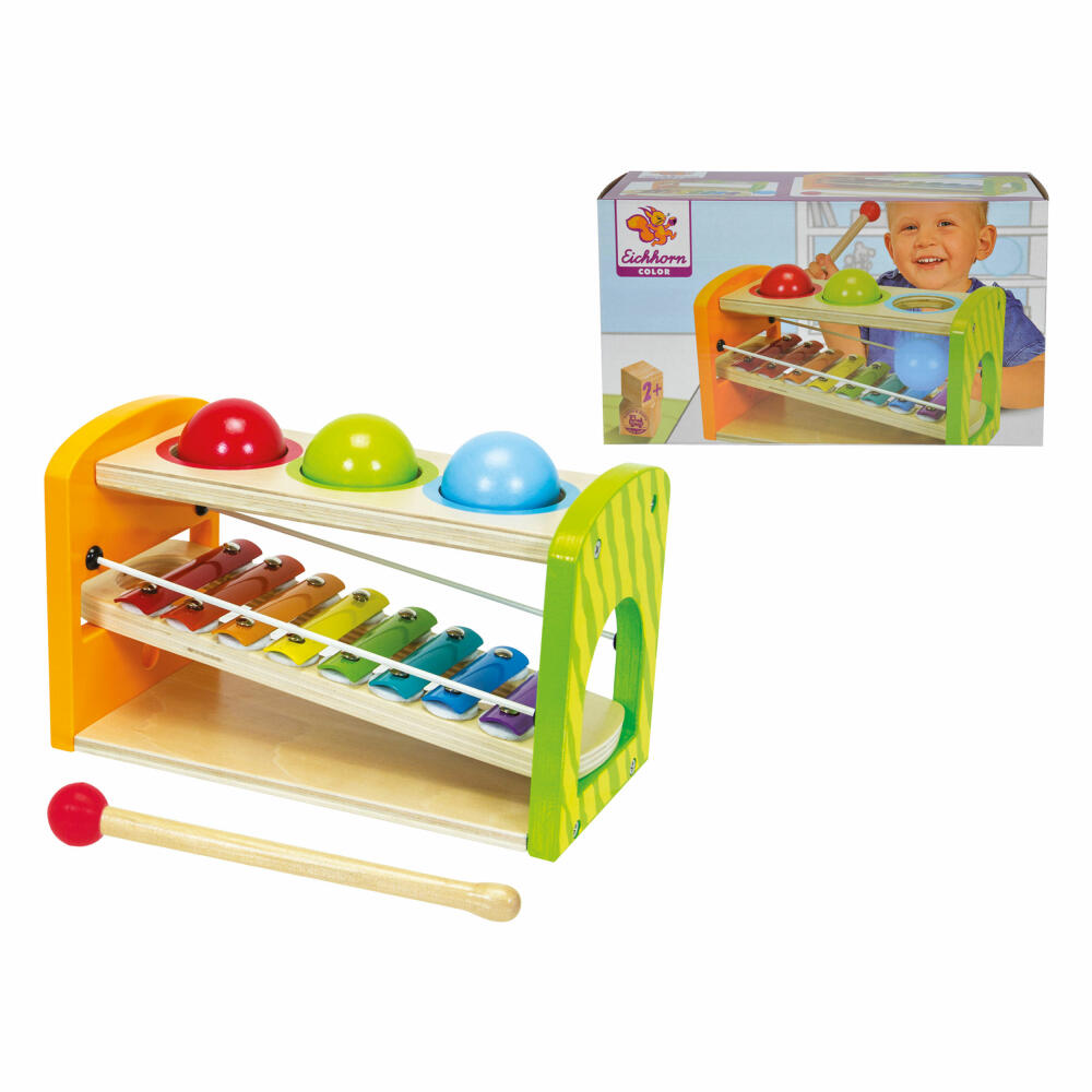 Eichhorn Color Xylophon Klopfbank, Klopfspiel, Hammerspiel, Motorik, Musik, Spielzeug, Holz, 100002233