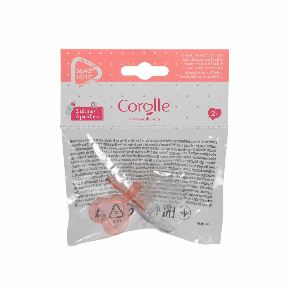 Corolle MGP Schnuller, 2er Set, Puppenschnuller, Puppenzubehör, Puppen Zubehör, für alle 36 - 42 cm Corolle Babypuppen, 9000140370