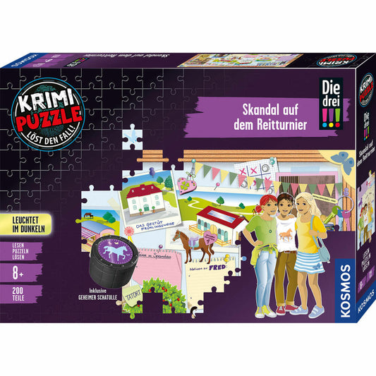 KOSMOS Crime Puzzle The Three !!! Scandal at the Horse Show, Crime Puzzle, Puzzle, Game, Children, 200 Pieces, from 8 Years, 680725