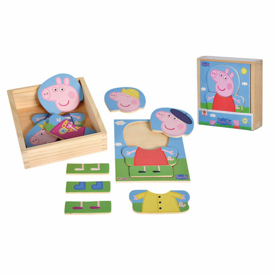 Eichhorn Peppa Pig Umziehpuzzle, 14-tlg., Puzzle, Legespiel, Steckpuzzle, Kinderpuzzle, Holzpuzzle, Motorik, ab 2 Jahren, 109265707