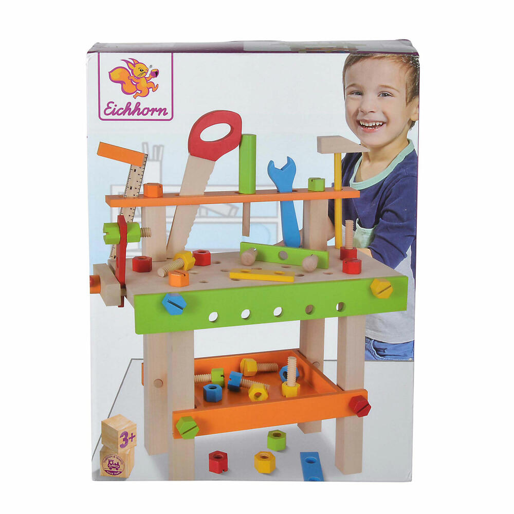 Eichhorn workbench, toy, wood, wooden workbench, play table, motor skills, coordination, 49 pcs., 100001844
