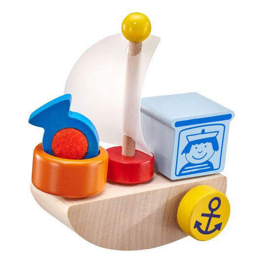 Selecta Klettini Boat Velcro Stacking Toy, 6 pcs., Stacking Toy, Building, Wood, 62078