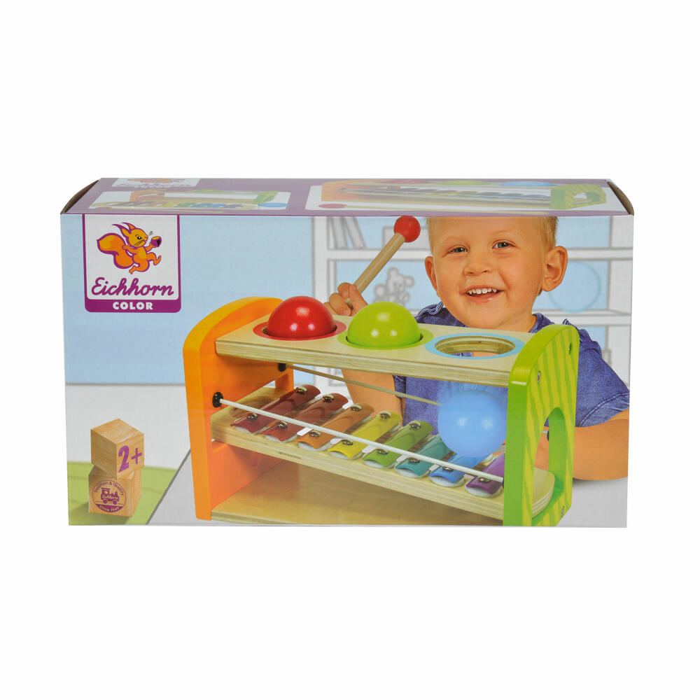 Eichhorn Color Xylophon Klopfbank, Klopfspiel, Hammerspiel, Motorik, Musik, Spielzeug, Holz, 100002233