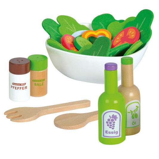 Eichhorn Salat, Holz Salat, Schüssel, Salz, Pfeffer, Kaufladen, Spielzeug Essen, Kinderspielzeug, 100003738