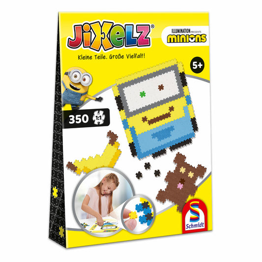 Schmidt Spiele Jixelz Minions, Mini-Puzzle, Children's Puzzle, Creative Toy, 350 Pieces, 1 Motif, 46107
